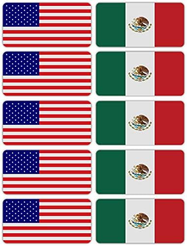 3M מדבקות דגל מקסיקו וארהב. מדבקות בטיחות רב -תכליתיות | כובעים קשים, מחשבים ניידים, אופניים, ארגזי כלים